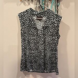 Dana Buchman Black and Gray Animal Print Top